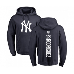 MLB Nike New York Yankees #13 Alex Rodriguez Navy Blue Backer Pullover Hoodie