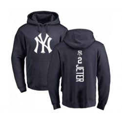 MLB Nike New York Yankees #2 Derek Jeter Navy Blue Backer Pullover Hoodie