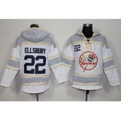 New York Yankees #22 Jacoby Ellsbury White Sawyer Hooded Sweatshirt MLB Hoodie