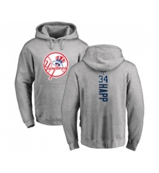 New York Yankees #34 J.A. Happ Ash Backer Pullover Hoodie