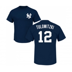 Baseball New York Yankees #12 Troy Tulowitzki Navy Blue Name & Number T-Shirt