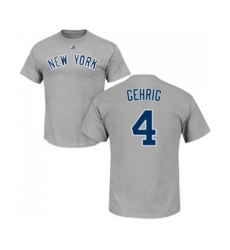 MLB Nike New York Yankees #4 Lou Gehrig Gray Name & Number T-Shirt