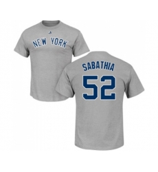 MLB Nike New York Yankees #52 C.C. Sabathia Gray Name & Number T-Shirt