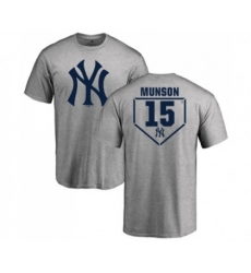 New York Yankees #15 Thurman Munson Gray RBI T-Shirt