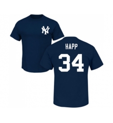 New York Yankees #34 J.A. Happ Navy Blue Name & Number T-Shirt