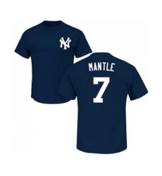 New York Yankees #7 Mickey Mantle Replica Blue Home Baseball T-Shirt