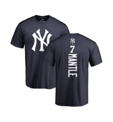New York Yankees #7 Mickey Mantle Replica Blue Road Baseball T-Shirt