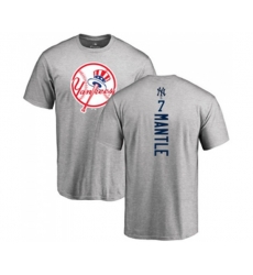 New York Yankees #7 Mickey Mantle Replica Grey Road Baseball T-Shirt