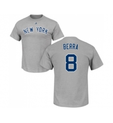 New York Yankees #8 Yogi Berra Replica Gray Home Baseball T-Shirt