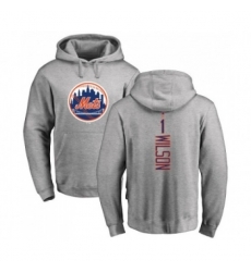 New York Mets #1 Mookie Wilson Ash Backer Pullover Hoodie