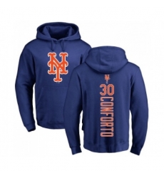 New York Mets #30 Michael Conforto Royal Blue Backer Pullover Hoodie