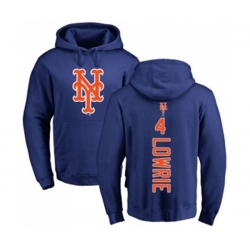 New York Mets #4 Jed Lowrie Royal Blue Backer Pullover Hoodie