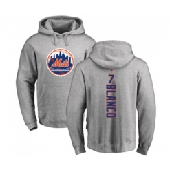 New York Mets #7 Gregor Blanco Ash Backer Pullover Hoodie