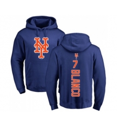 New York Mets #7 Gregor Blanco Royal Blue Backer Pullover Hoodie