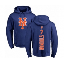 New York Mets #7 Marcus Stroman Royal Blue Backer Pullover Hoodie