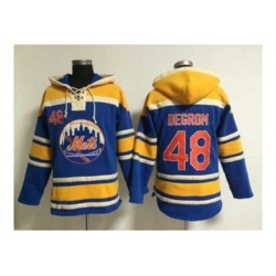 mlb jerseys new york mets #48 degrom blue[pullover hooded sweatshirt]