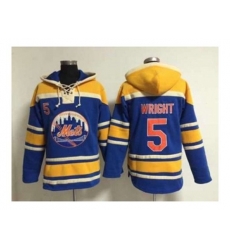mlb jerseys new york mets #5 wright blue[pullover hooded sweatshirt]