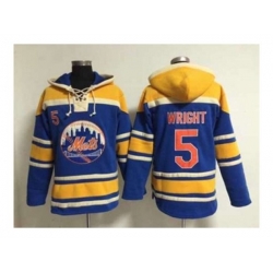 mlb jerseys new york mets #5 wright blue[pullover hooded sweatshirt]