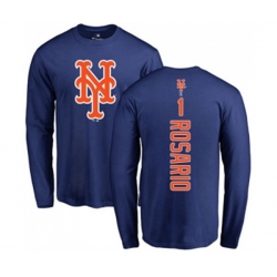 New York Mets #1 Amed Rosario Royal Blue Backer Long Sleeve T-Shirt