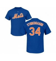 New York Mets #34 Noah Syndergaard Royal Blue Name & Number T-Shirt