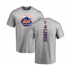 New York Mets #4 Jed Lowrie Ash Backer T-Shirt