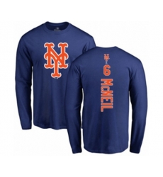 New York Mets #6 Jeff McNeil Royal Blue Backer Long Sleeve T-Shirt