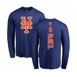 New York Mets #6 Jeff McNeil Royal Blue Backer Long Sleeve T-Shirt