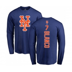 New York Mets #7 Gregor Blanco Royal Blue Backer Long Sleeve T-Shirt