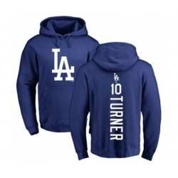 Los Angeles Dodgers #10 Justin Turner Royal Blue Backer Pullover Hoodie