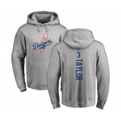 Los Angeles Dodgers #3 Chris Taylor Ash Backer Pullover Hoodie