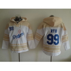 Los Angeles Dodgers #99 Hyun-Jin Ryu white Sawyer Hooded Sweatshirt MLB Hoodie