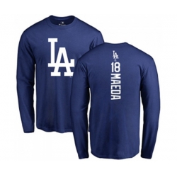 Los Angeles Dodgers #18 Kenta Maeda Royal Blue Backer Long Sleeve T-Shirt