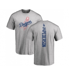 Los Angeles Dodgers #31 Joc Pederson Ash Backer T-Shirt