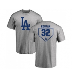 Los Angeles Dodgers #32 Sandy Koufax Gray RBI T-Shirt