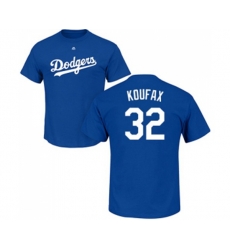 Los Angeles Dodgers #32 Sandy Koufax Royal Blue Name & Number T-Shirt