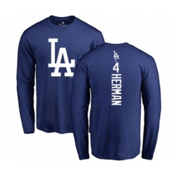 Los Angeles Dodgers #4 Babe Herman Royal Blue Backer Long Sleeve T-Shirt