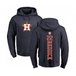 Houston Astros #22 Josh Reddick Navy Blue Backer Pullover Hoodie