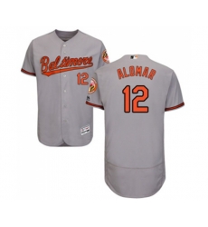 Baltimore Orioles #12 Roberto Alomar Grey Road Flex Base Authentic Collection Baseball Jersey