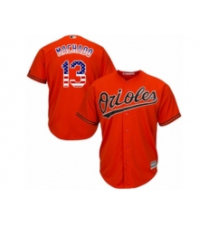 Baltimore Orioles #13 Manny Machado Authentic Orange USA Flag Fashion MLB Jersey