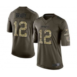 New England Patriots #12 tom brady army green[nike Limited Salute To Service]