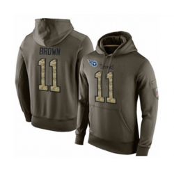 Tennessee Titans #11 A.J. Brown Green Salute To Service Pullover Hoodie