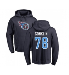 Tennessee Titans #78 Jack Conklin Navy Blue Name & Number Logo Pullover Hoodie