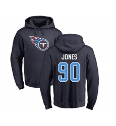 Tennessee Titans #90 DaQuan Jones Navy Blue Name & Number Logo Pullover Hoodie