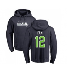 Seattle Seahawks 12th Fan Navy Blue Name & Number Logo Pullover Hoodie