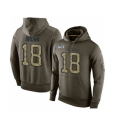 Seattle Seahawks #18 Jaron Brown Green Salute To Service Pullover Hoodie