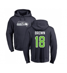 Seattle Seahawks #18 Jaron Brown Navy Blue Name & Number Logo Pullover Hoodie