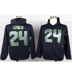 Seattle Seahawks #24 Marshawn Lynch blue[pullover hooded sweatshirt]