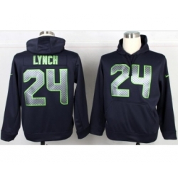 Seattle Seahawks #24 Marshawn Lynch blue[pullover hooded sweatshirt]