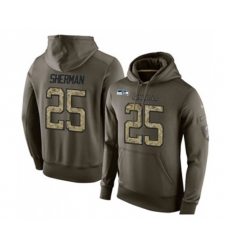 Seattle Seahawks #25 Richard Sherman Green Salute To Service Pullover Hoodie