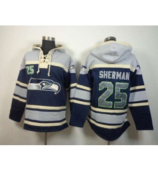 Seattle Seahawks #25 Richard Sherman grey-blue[pullover hooded sweatshirt]